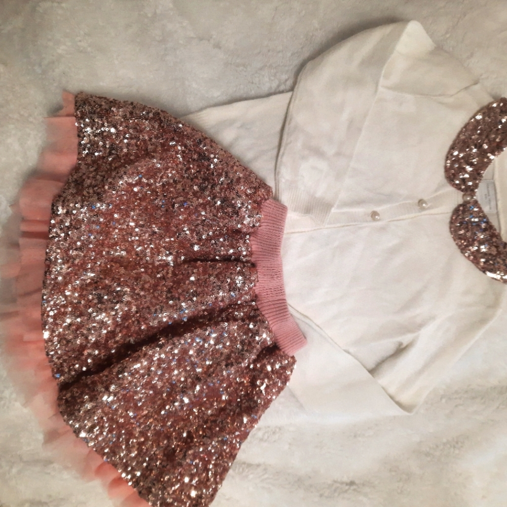 Andrienne Vittadini girls sequin skirt set